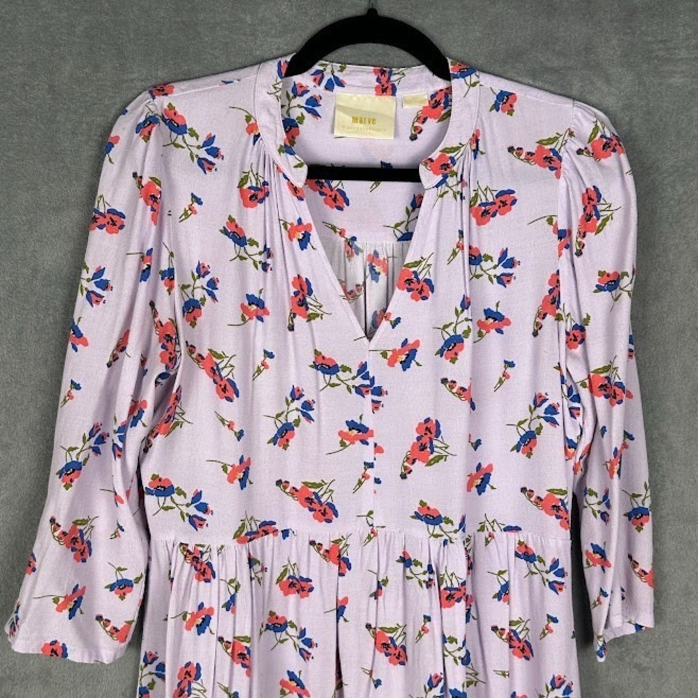 Maeve Anthropologie Dress Womens Small Purple Floral Babydoll Whimsy Cottage - Picture 3 of 14